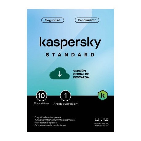 Kaspersky Standard 10 Dispositivos 1 Año (Anti-virus) ESD KL1041ZDKFS EAN UPC