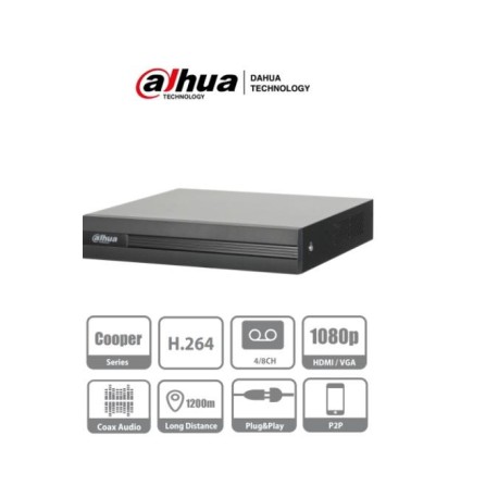 DVR DAHUA XVR1A04 4 CANALES HDCVI PENTAHIBRIDO 1080P LITE/720P/6TB/P2P