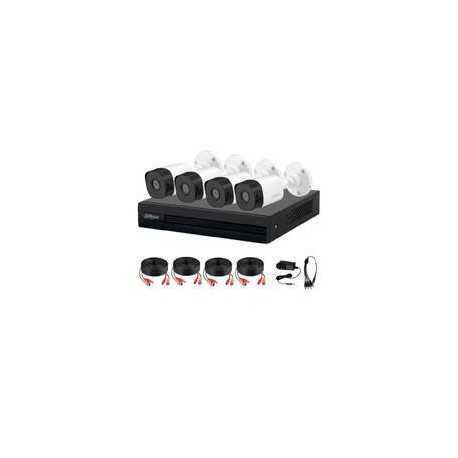 KIT DE 4 CANALES DE 1 MEGAPIXEL/ 4 CáMARAS B1A11 CON LENTE DE 2.8MM/ 93 GRADOS DE APERTURA/ 4 CH+1 IP O HASTA 5 CH IP/ SMD PLUS