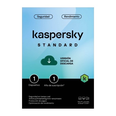 Kaspersky Standard 1 Dispositvo 1 Año (Anti-virus) ESD KL1041ZDAFS EAN UPC