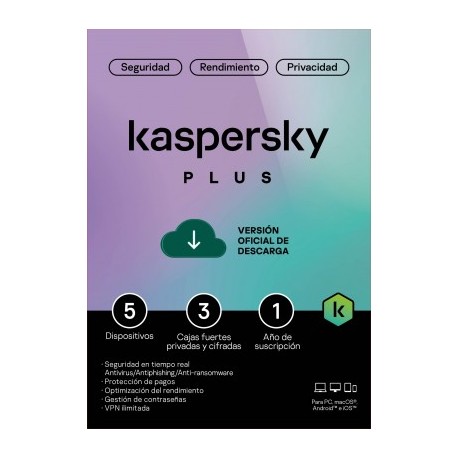 Kaspersky Plus 5 Dispositivos 1 Año (Internet Security) ESD KL1042ZDEFS EAN UPC