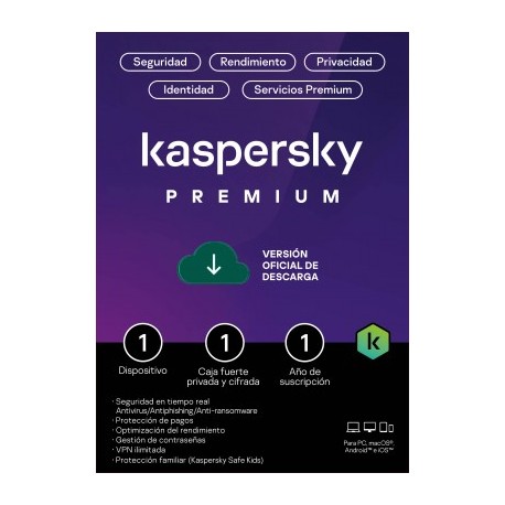 Kaspersky Premium 1 Dispositivo 1 Año (Total Security) ESD KL1047ZDAFS EAN UPC